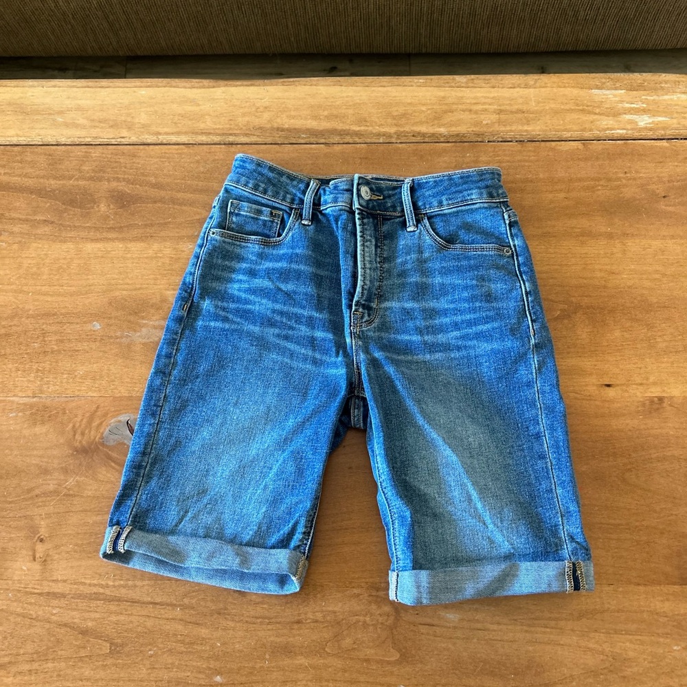 Old Navy Blue Bermuda High-Rise Denim Shorts